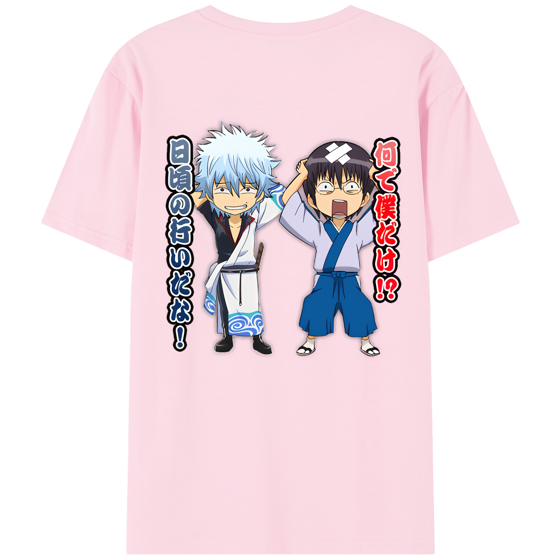 （画像用） ぎんたま 坂田銀時（さかたぎんとき） 神楽 志村新八（しむら しんぱち） GINTAMA Sakata Gintoki Kagura Shimura Shinpachi 綿100％半袖Tシャツ（背面プリント）