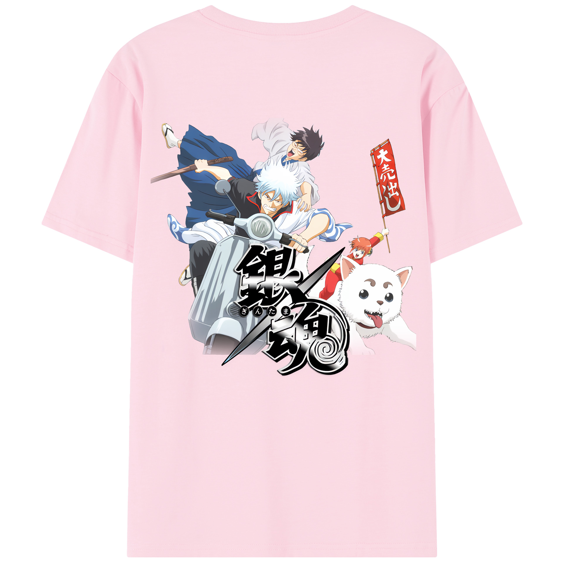 （画像用） ぎんたま 坂田銀時（さかたぎんとき） 神楽 志村新八（しむら しんぱち） GINTAMA Sakata Gintoki Kagura Shimura Shinpachi 綿100％半袖Tシャツ（背面プリント）