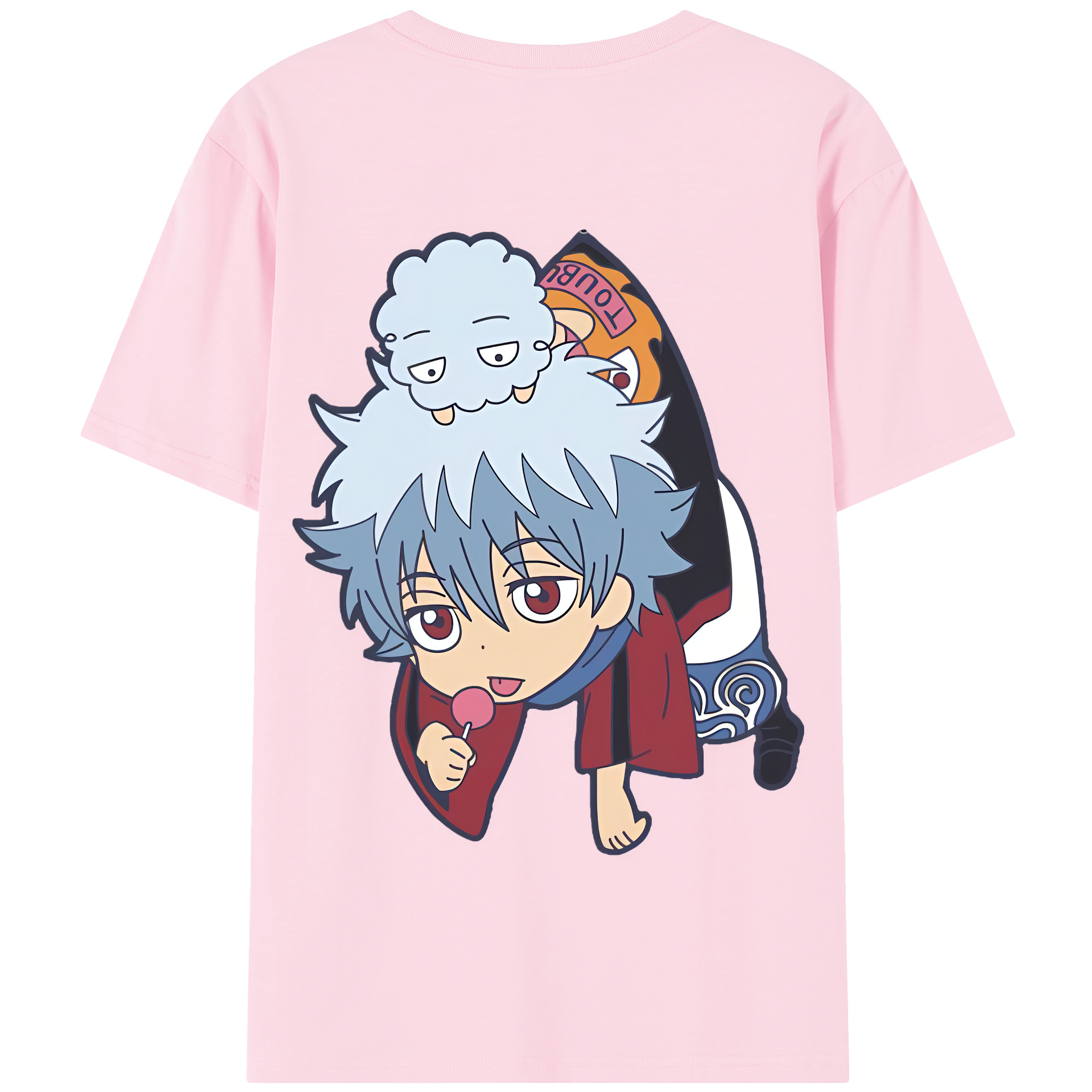 （画像用） ぎんたま 坂田銀時（さかたぎんとき） 神楽 志村新八（しむら しんぱち） GINTAMA Sakata Gintoki Kagura Shimura Shinpachi 綿100％半袖Tシャツ（背面プリント）