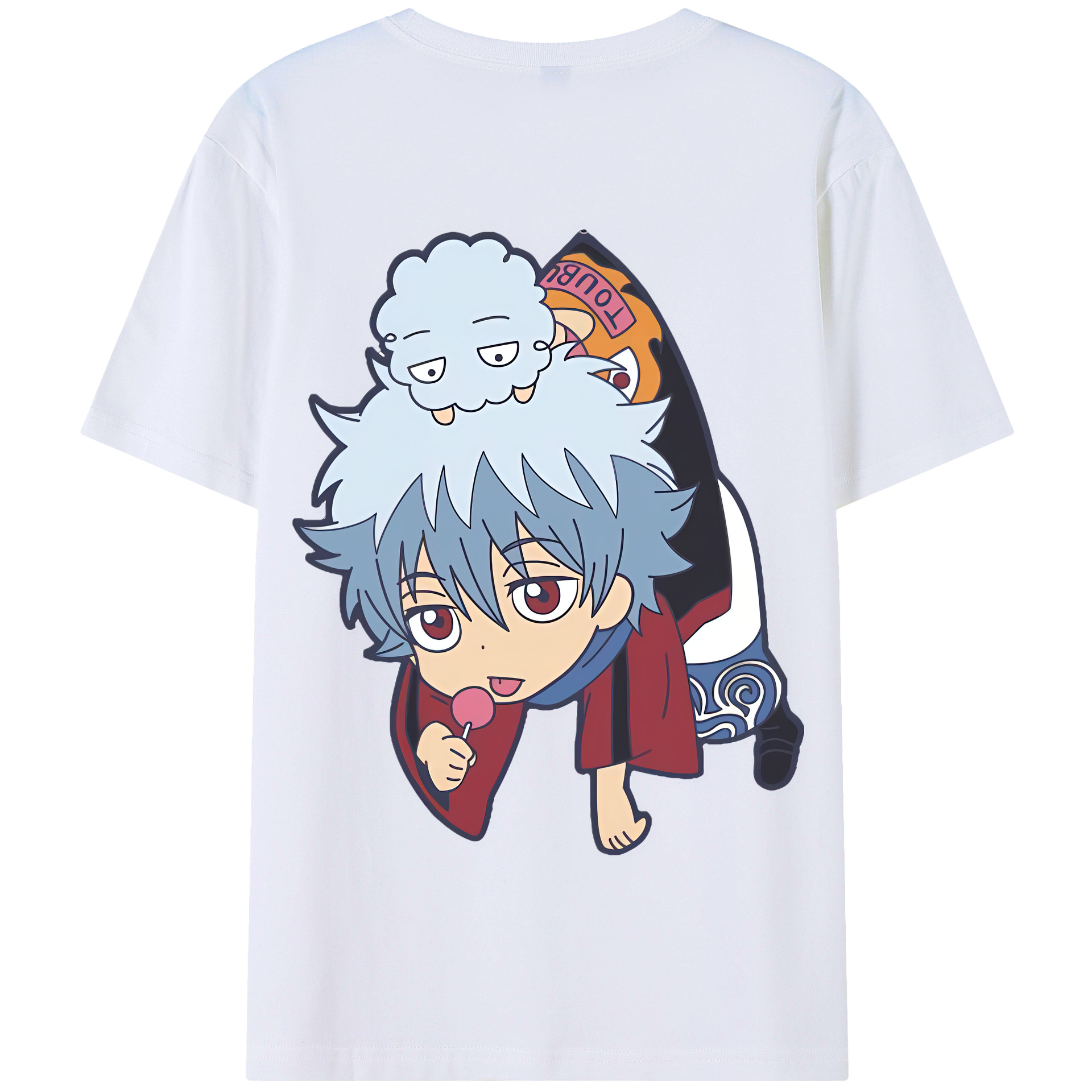 （画像用） ぎんたま 坂田銀時（さかたぎんとき） 神楽 志村新八（しむら しんぱち） GINTAMA Sakata Gintoki Kagura Shimura Shinpachi 綿100％半袖Tシャツ（背面プリント）
