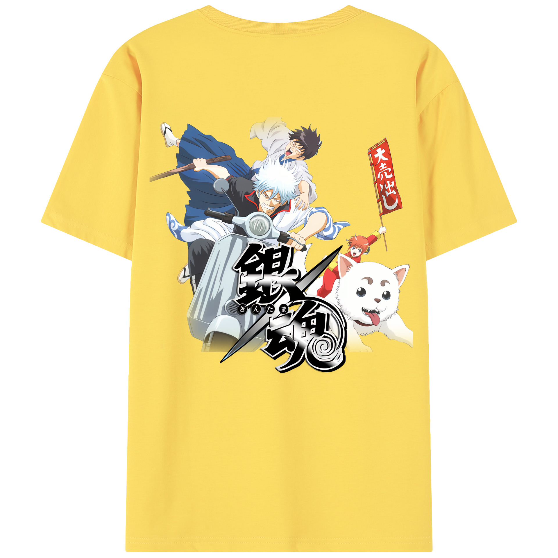 （画像用） ぎんたま 坂田銀時（さかたぎんとき） 神楽 志村新八（しむら しんぱち） GINTAMA Sakata Gintoki Kagura Shimura Shinpachi 綿100％半袖Tシャツ（背面プリント）