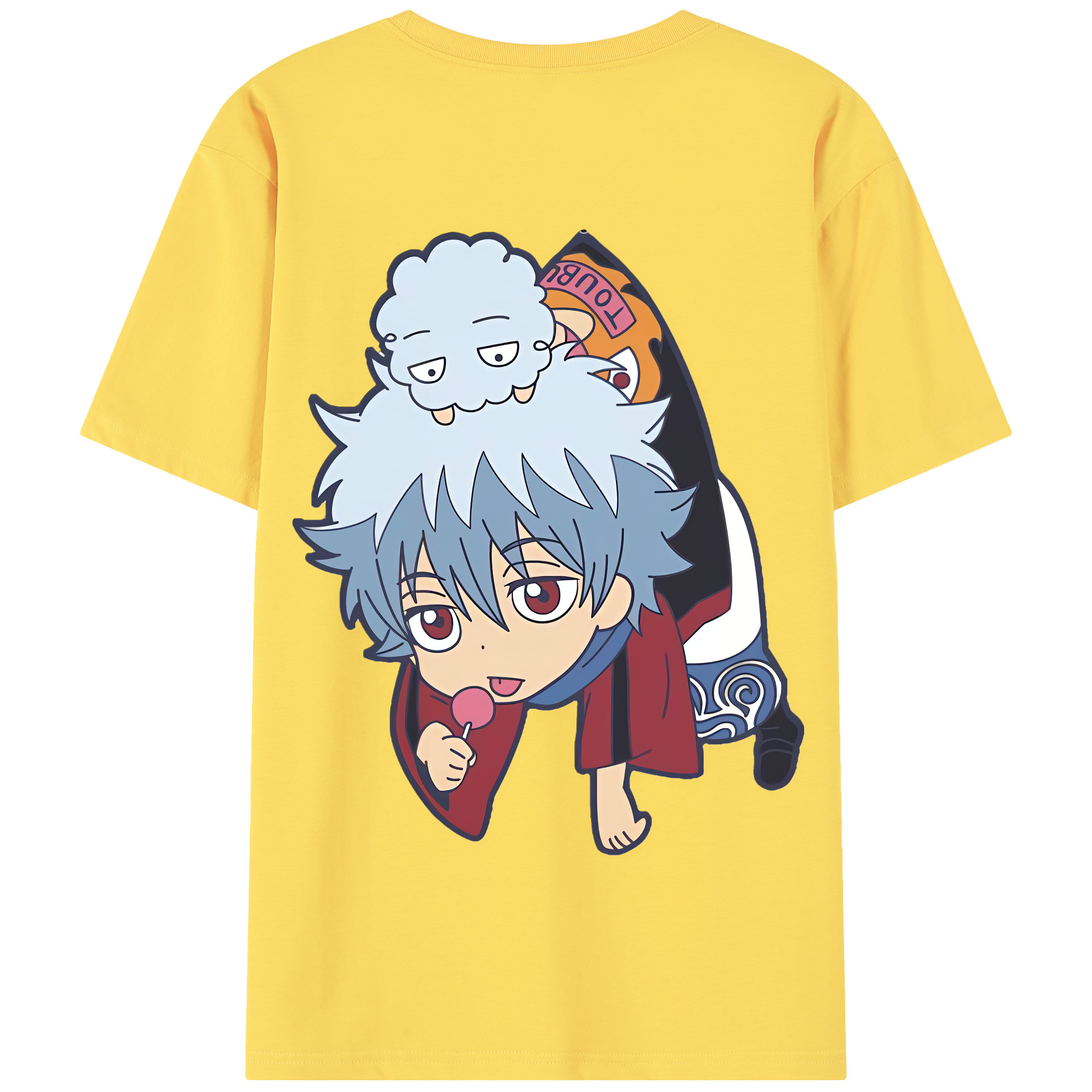 （画像用） ぎんたま 坂田銀時（さかたぎんとき） 神楽 志村新八（しむら しんぱち） GINTAMA Sakata Gintoki Kagura Shimura Shinpachi 綿100％半袖Tシャツ（背面プリント）