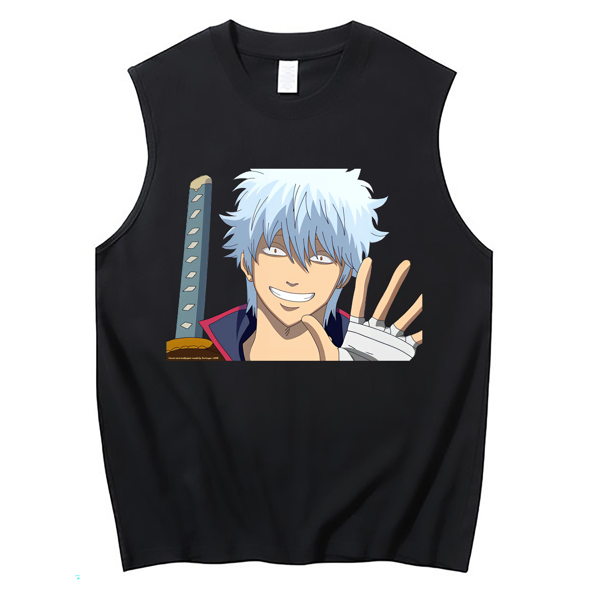 （画像用） ぎんたま 坂田銀時（さかたぎんとき） 神楽 志村新八（しむら しんぱち） GINTAMA Sakata Gintoki Kagura Shimura Shinpachi コットン100％タンクトップ（フロントプリント）