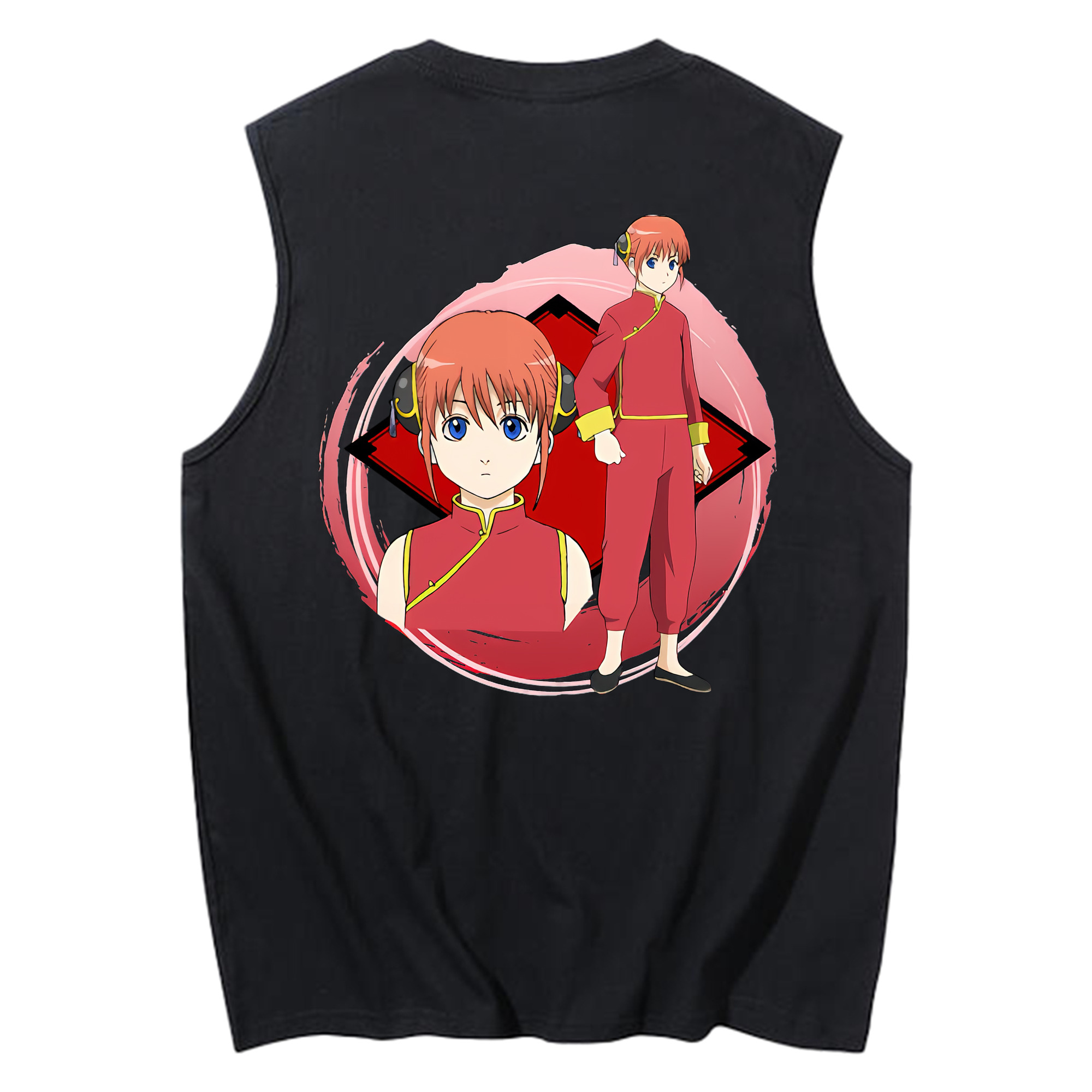 （画像用） ぎんたま 坂田銀時（さかたぎんとき） 神楽 志村新八（しむら しんぱち） GINTAMA Sakata Gintoki Kagura Shimura Shinpachi コットン100％タンクトップ（背面プリント）