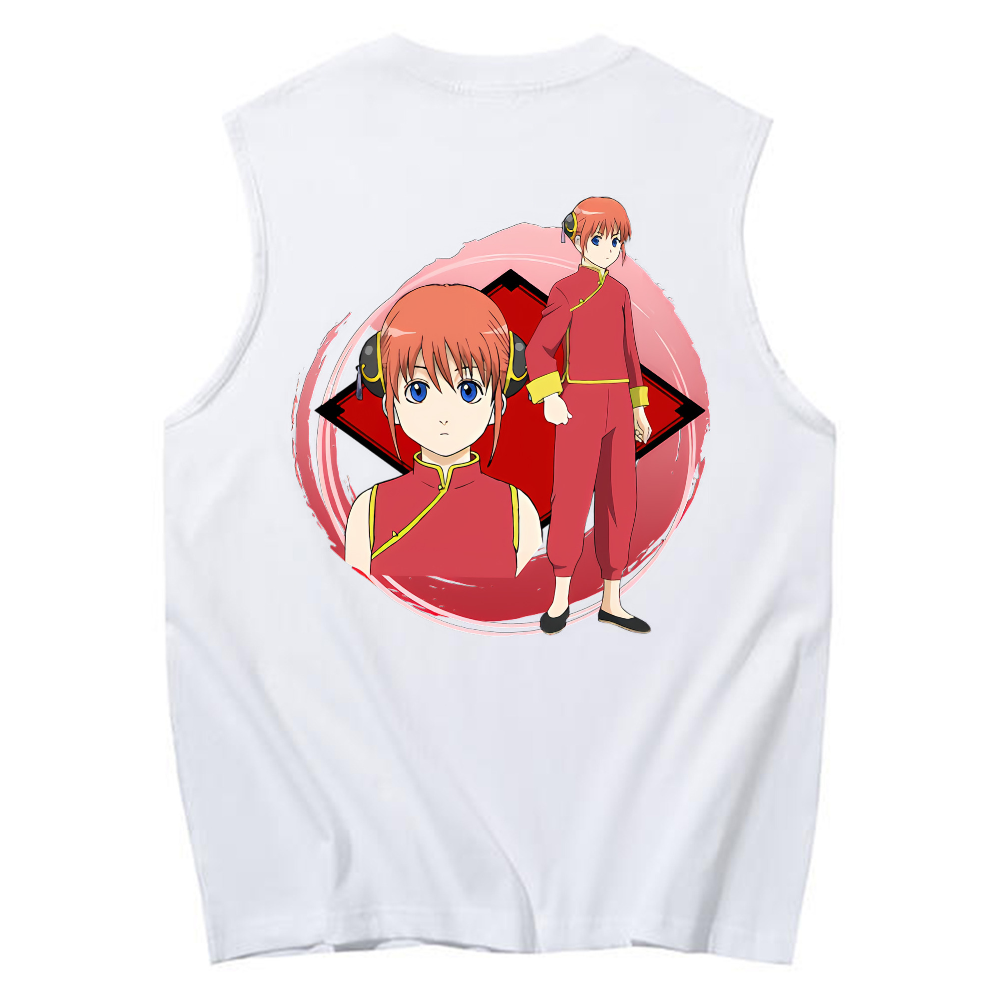 （画像用） ぎんたま 坂田銀時（さかたぎんとき） 神楽 志村新八（しむら しんぱち） GINTAMA Sakata Gintoki Kagura Shimura Shinpachi コットン100％タンクトップ（背面プリント）